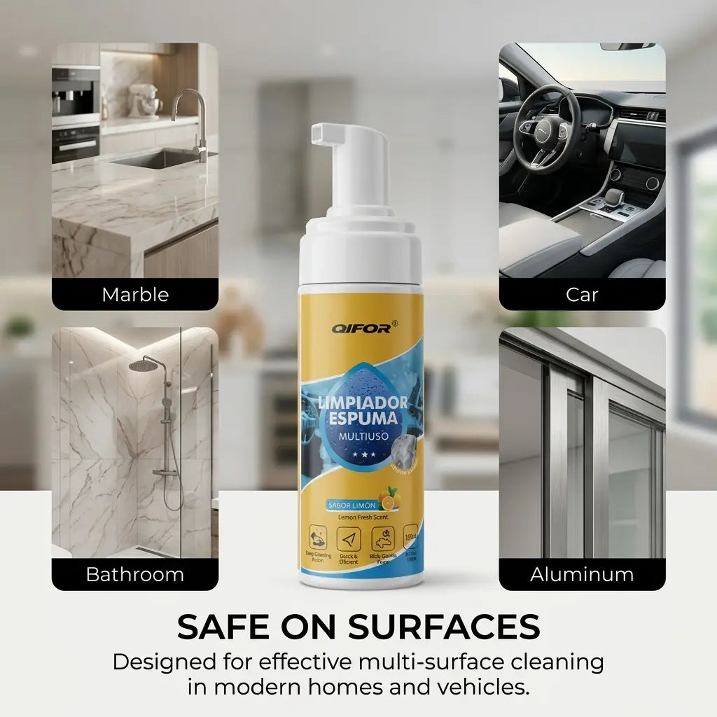 QIFOR 4-in-1 Multi-Enzyme Foam Spray Cleaner - Heavy Duty Deep Cleaning for Car Interior, Sofa & Home (Summervibes)