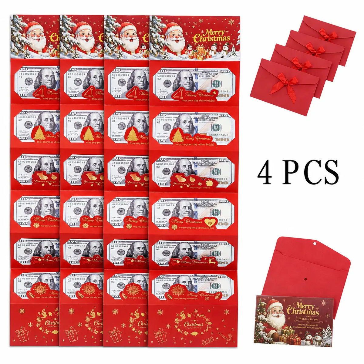Christmas Money Envelope with 6 Slots – 2PCS/4PCS Folding Cash Gift Holders