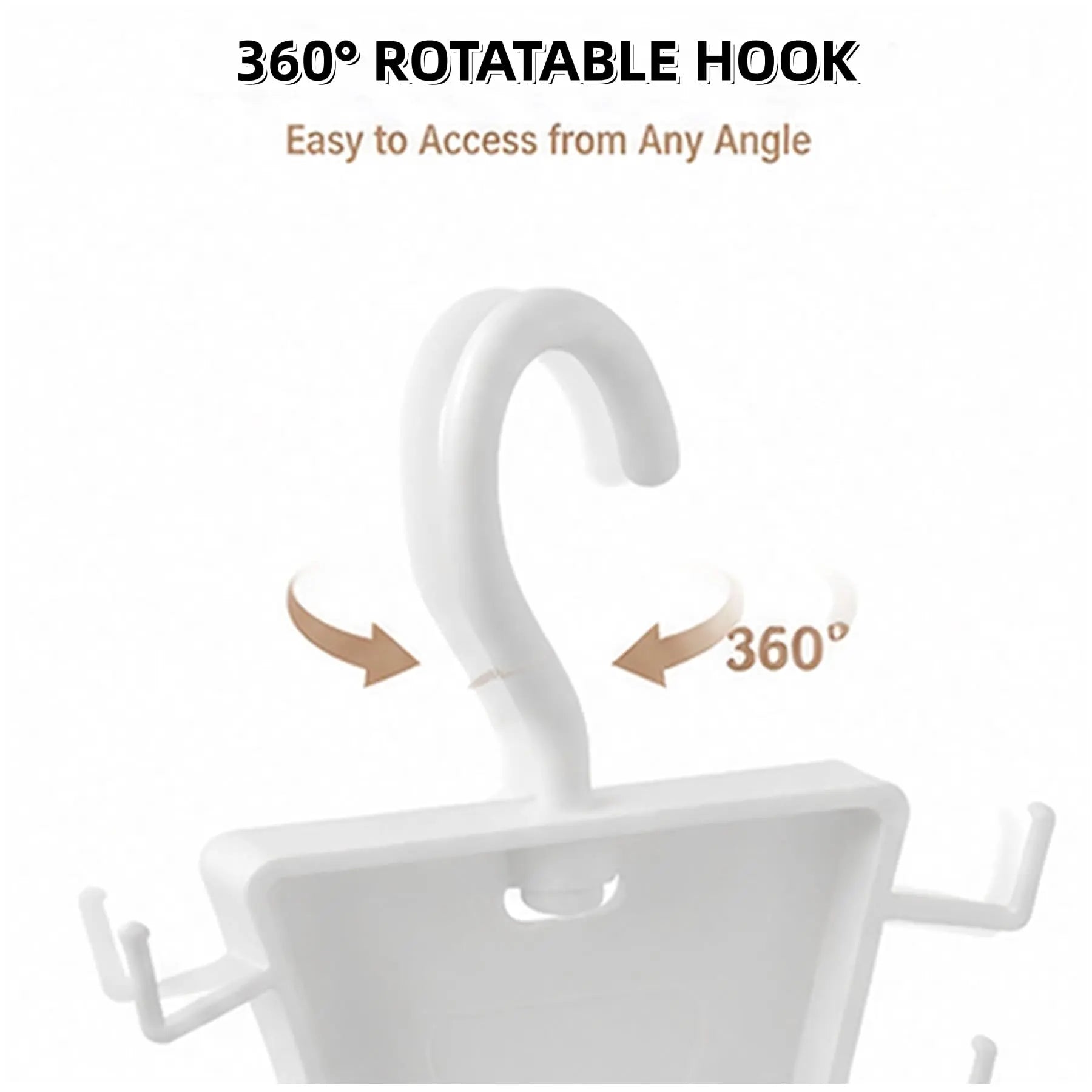 Close-up of the closet organizer's 360-degree rotating top hook