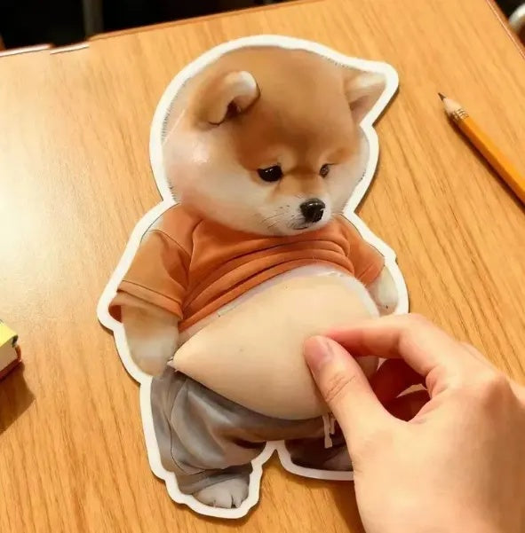 6Pcs 3D Dog & Cat Belly Mochi Squishy Stickers, Stress Relief Fidget, Cute Squeeze Toys for Kids Party Favors, Classroom Gifts, School Rewards, Fun  Gift for Adults & Kids, Silicone Puffy Car Door & Wall Buffers, Valentine's Day & Easter.