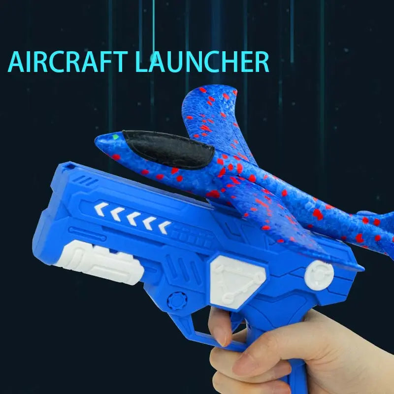 Foam Glider Airplane Launcher Toy for Kids 9.45-inch Airplane with 2 Flight Modes
