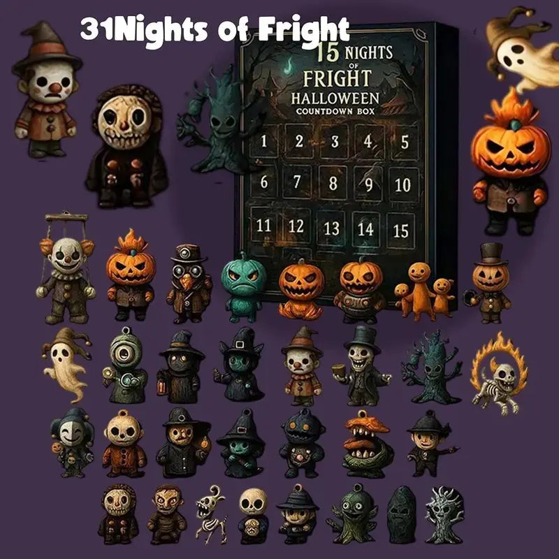 2026 Halloween Countdown Advent Calendar, 15-Day or 31-Day “Nights of Fright” Blind Bag Surprise Gift Box with Collectible Mini Figures & Charms