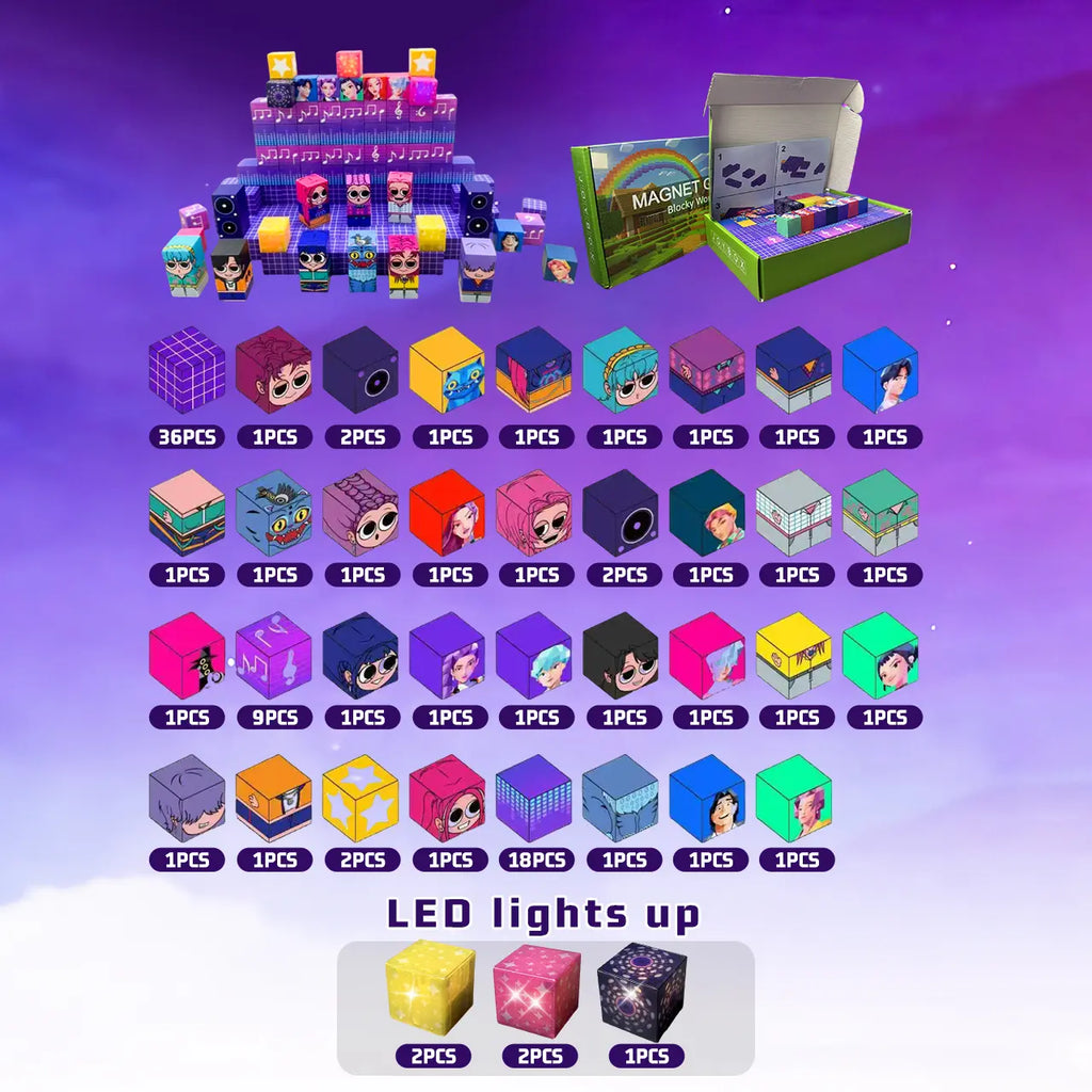 KPOP Hunter Girls Anime Building Blocks with 5 Light-up LED Pieces