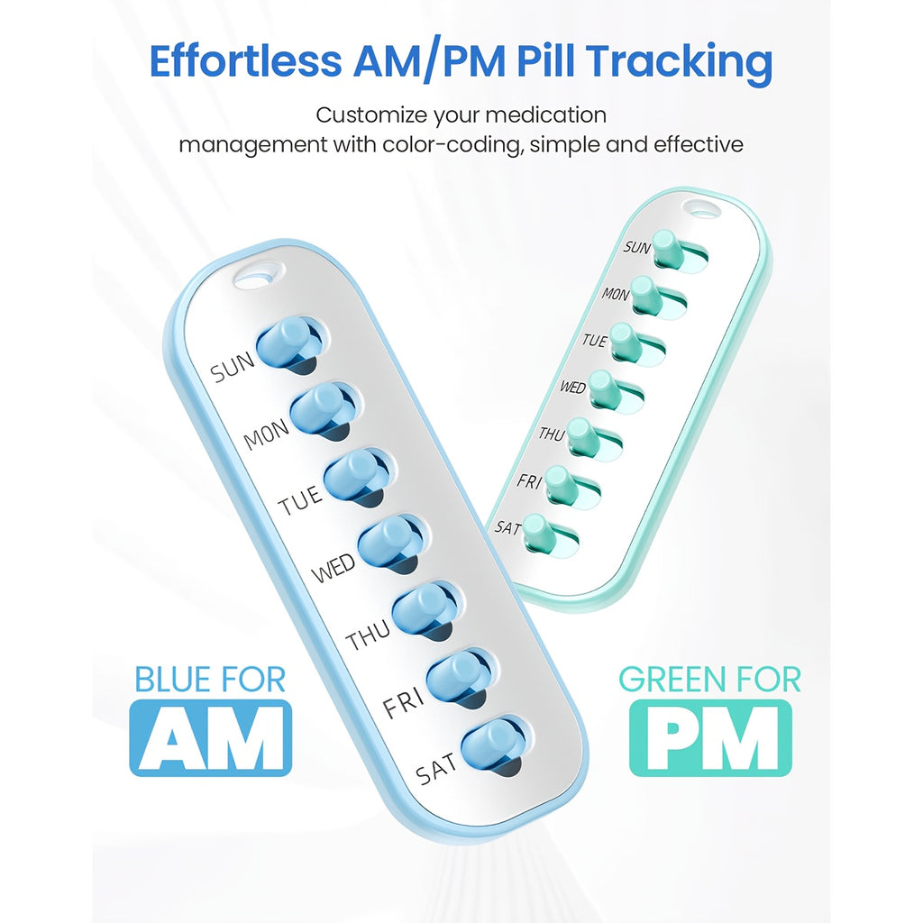Pill Reminder, Includes Elastic Lanyard And Stickers, Daily Pill Tracker Compatible with Most Pill Bottles, Reusable Medication Tracker Replacement for Weekly Vitamins (7 Days) Pet Pill Organizer