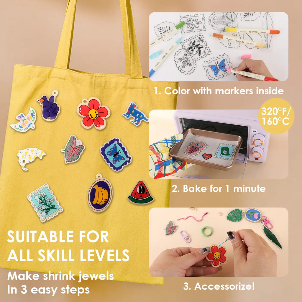 Grabie Shrink to Sparkles Craft Kit, Shrinky Dinks, Retro Style, Vintage Style