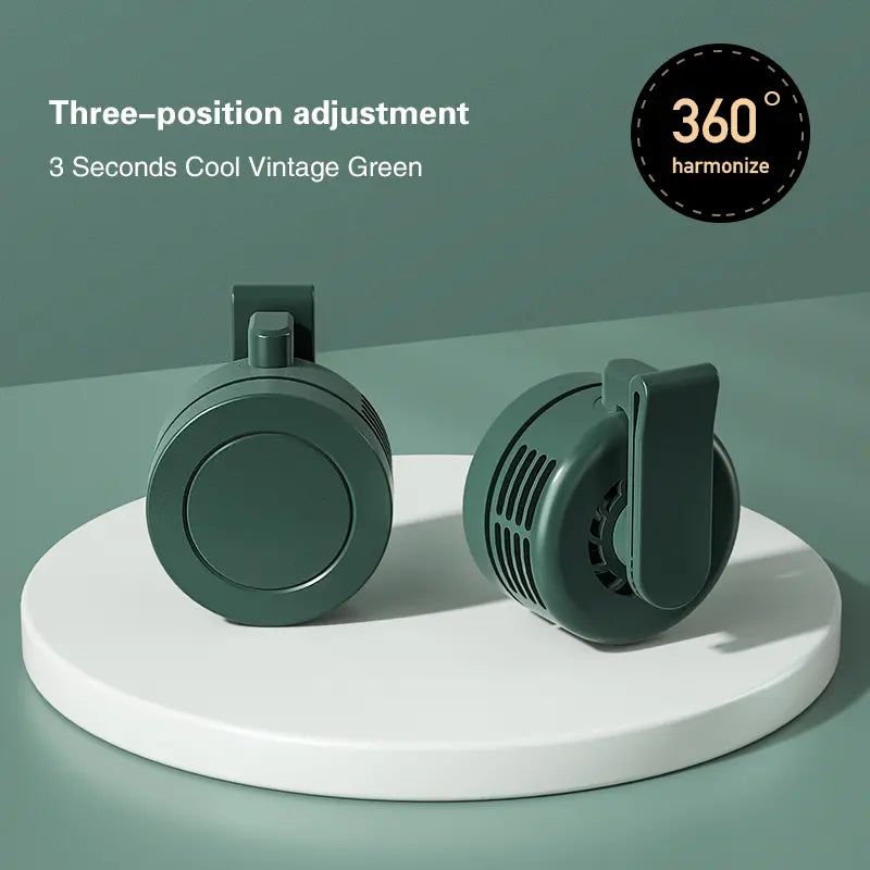 Mirror Finish Wearable Mini Bladeless Fan, 360° Rotating, Clip-On, 3 Speeds, Ultra-Quiet, Portable for Shirt, Waist, Neck