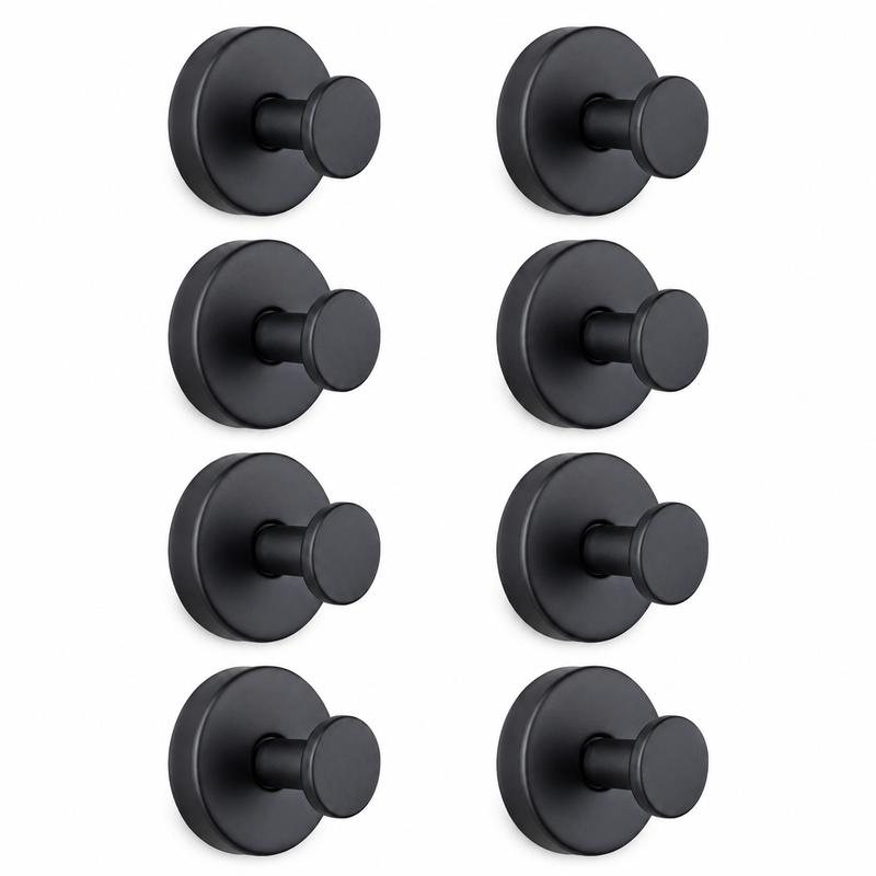 Heavy-Duty Adhesive Wall Hooks, 15 lb Capacity Waterproof No-Drill Hooks for Bathroom, Kitchen & Home Storage, 4 or 8 Pack