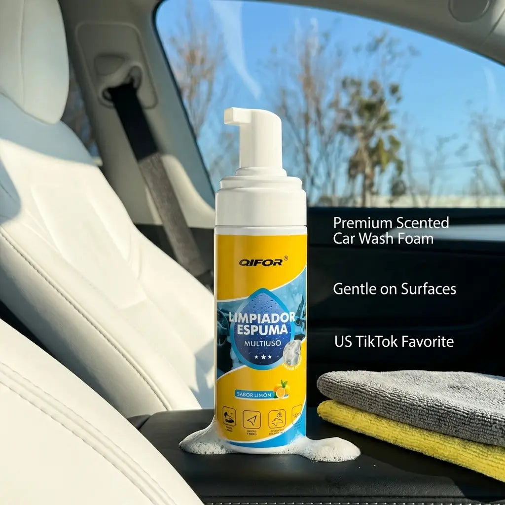 QIFOR 4-in-1 Multi-Enzyme Foam Spray Cleaner - Heavy Duty Deep Cleaning for Car Interior, Sofa & Home (Summervibes)