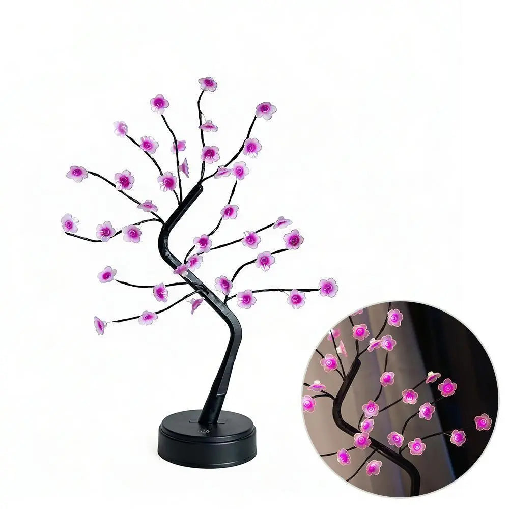 LED Rose Flower Tree Lamp - USB/Battery Powered Tabletop Decor Gift
