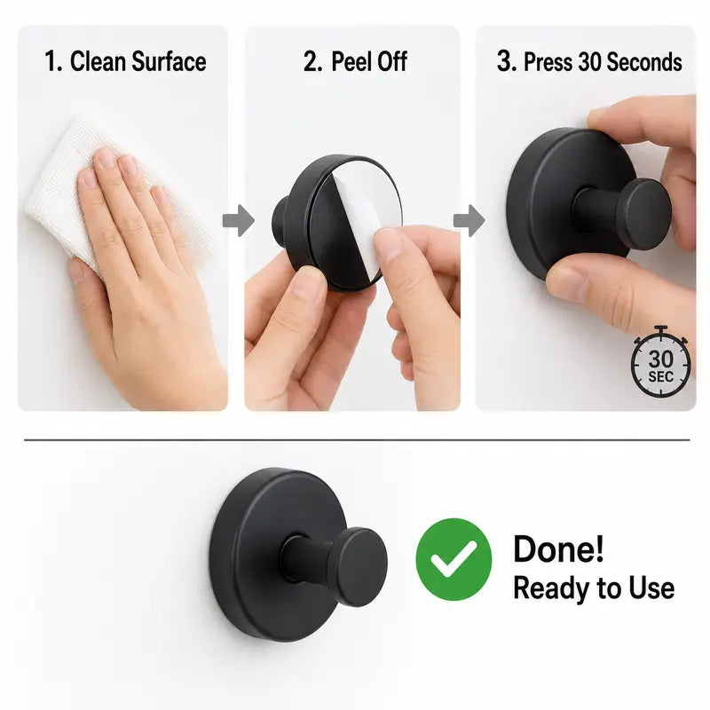 Heavy-Duty Adhesive Wall Hooks, 15 lb Capacity Waterproof No-Drill Hooks for Bathroom, Kitchen & Home Storage, 4 or 8 Pack