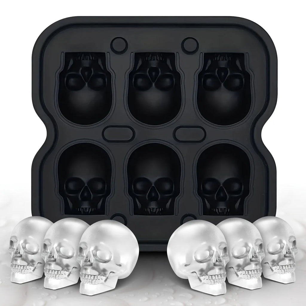 3D Skull Silicone Ice Cube Mold (6-Cavity/BPA-Free)