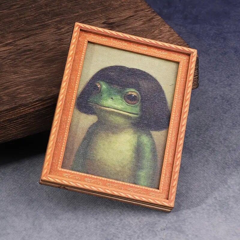 1pc Funny Frog Magnet - Mini Fridge Magnet with Green Frog & Haircut, Modern Kitchen Decor, Durable Wood Construction for Refrigerator, Fridge