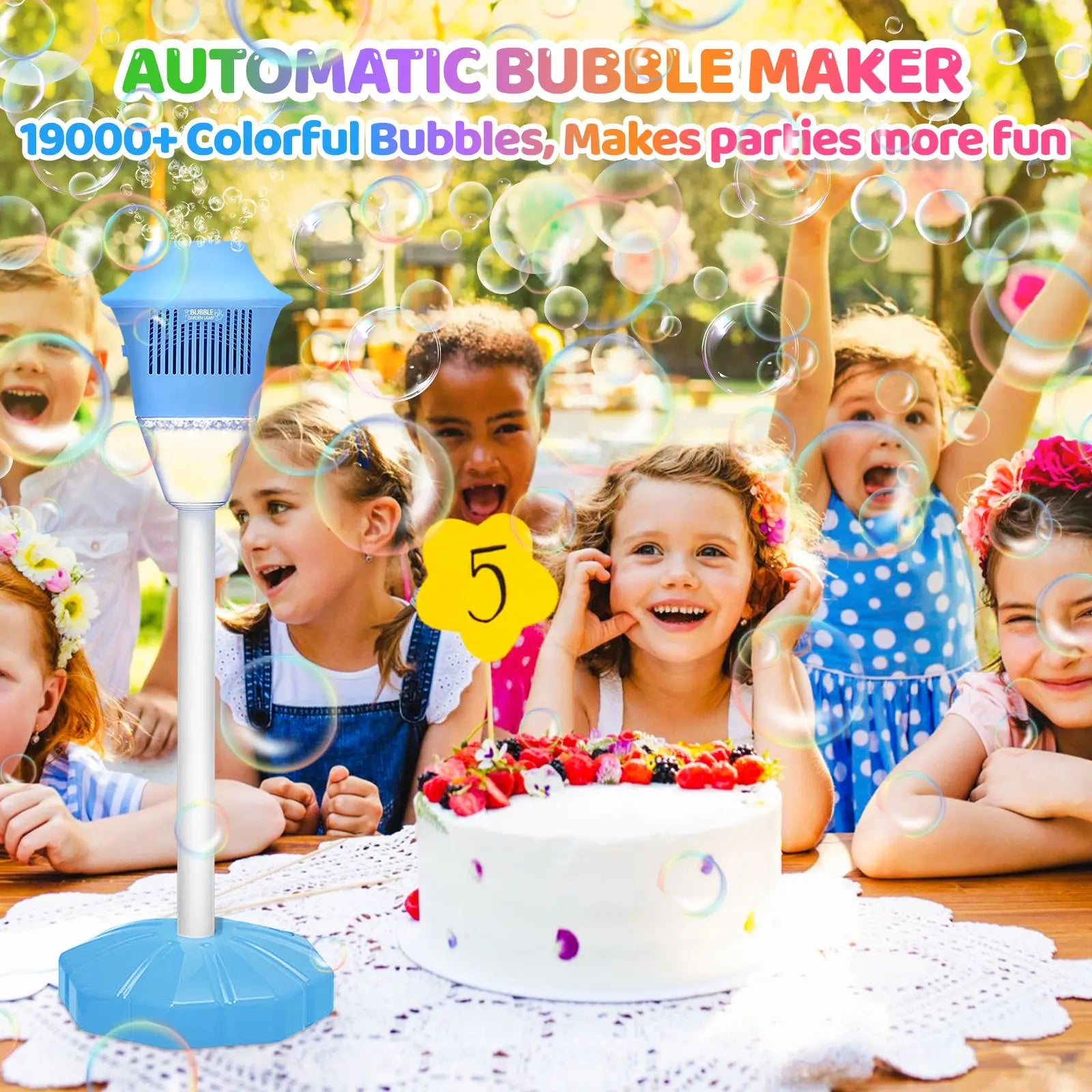 Automatic Handheld Bubble Machine for Kids, Bubble Maker Spring Summer Toys with Lights