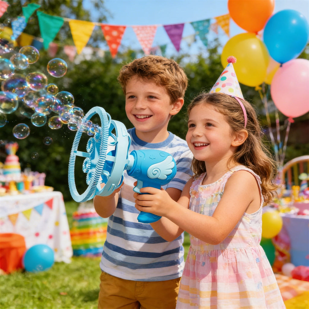 Bubble Gun, Automatic Bubble Machine with Double Bubble Effect, 1000+ Bubbles Per Minute, Ideal for Birthday Christmas Holiday Party & Daily Outdoor Use