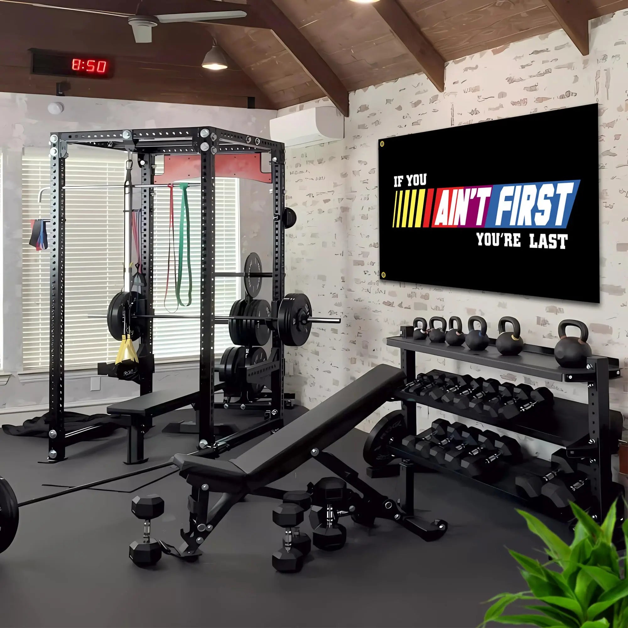 "If You Ain't First You're Last" Flag - 3x5 Ft Motivational Banner for Gym & Dorm