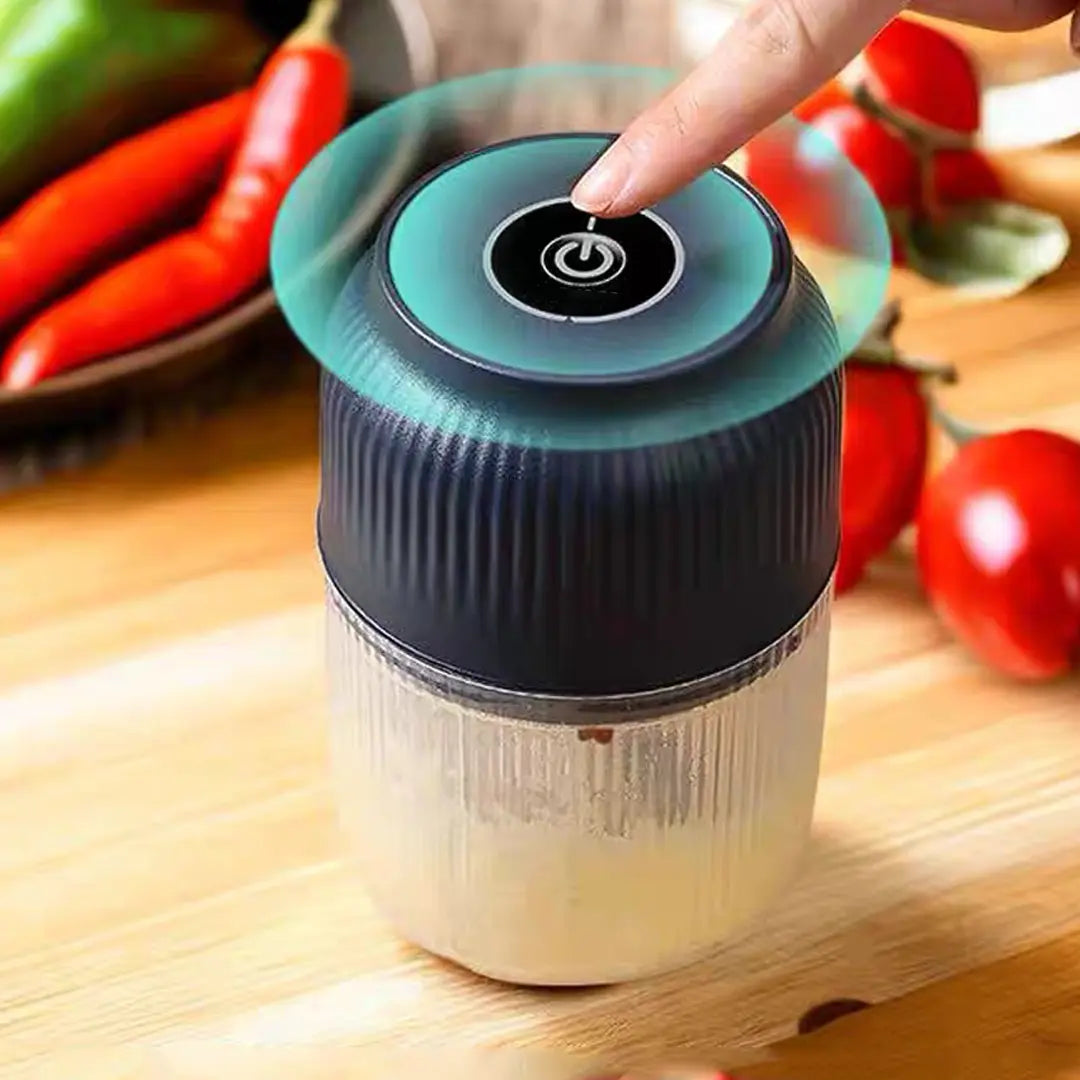 300ML Mini Electric Food Grinder with 4 Blades for Garlic, Chili, and Meat