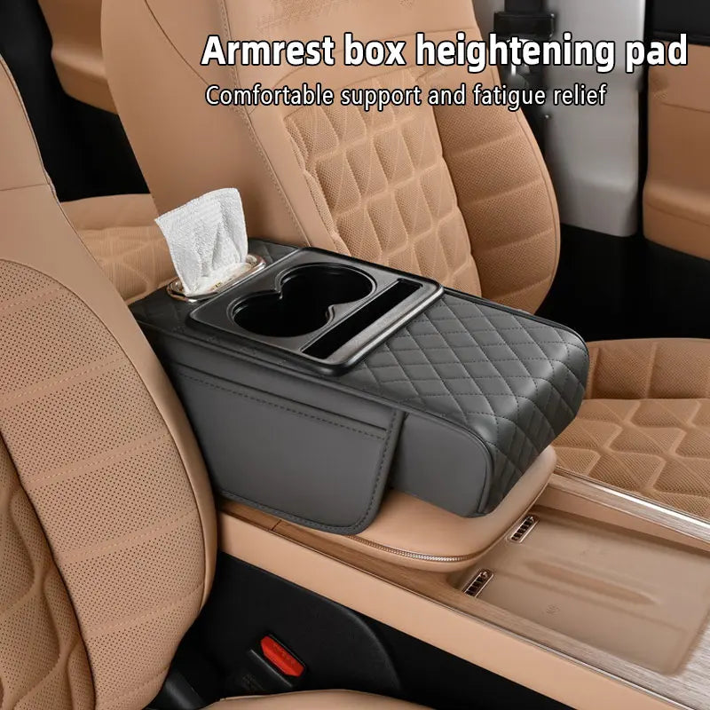 4-in-1 Car Armrest Organizer & Mat with Cup and Phone Holder