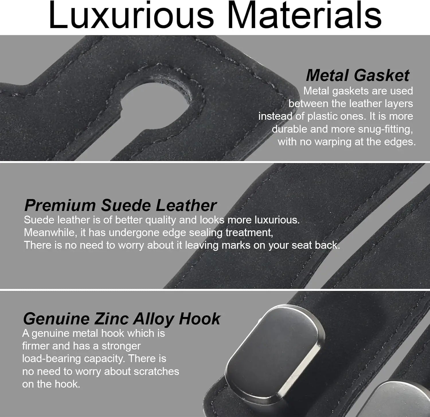 2-Pack Car Headrest Hooks, Heavy-Duty Car Seat Organizer Hooks for Purses, Handbags, Groceries & Backpacks