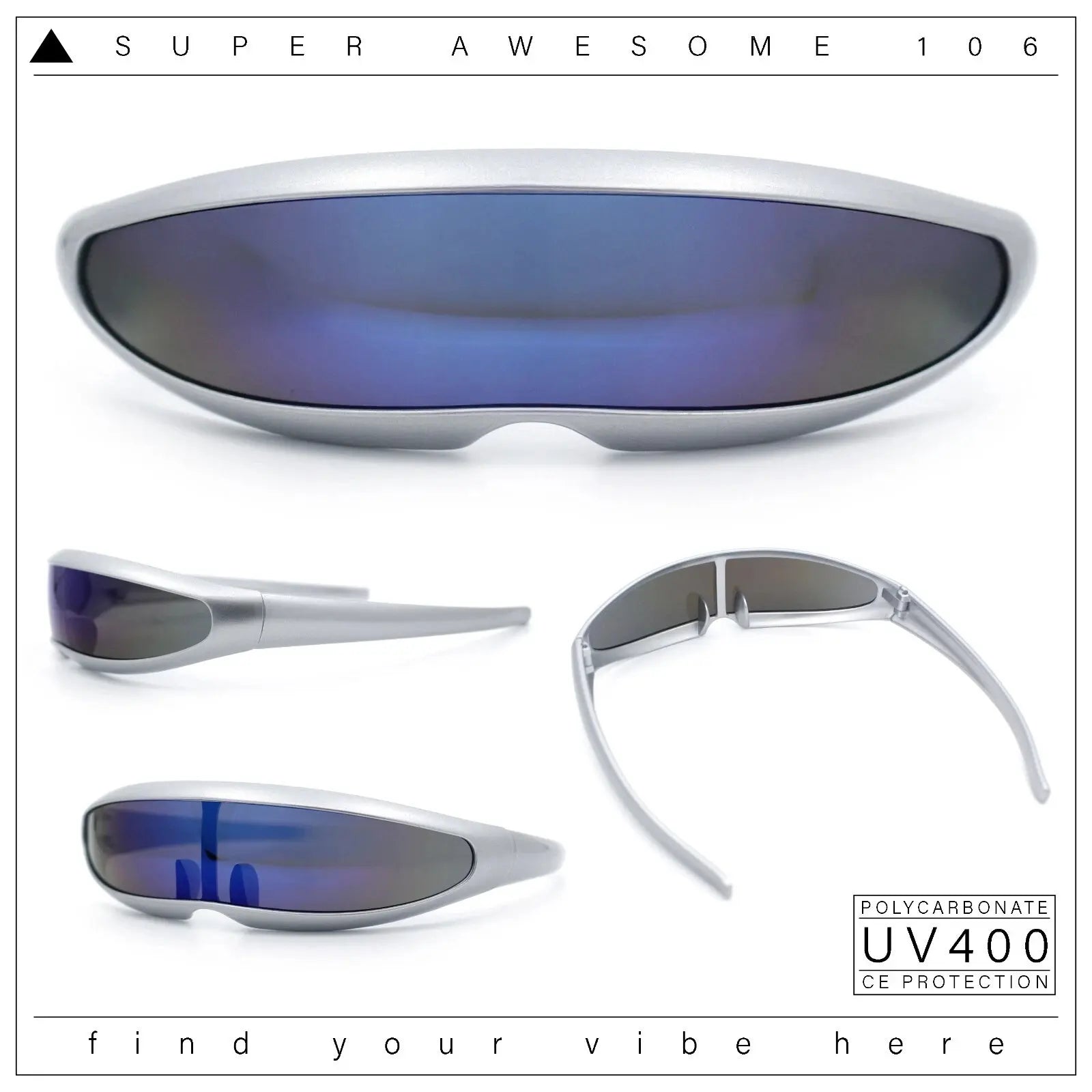 Futuristic Cyberpunk Cyclops Monolens Sunglasses - Robotic Mirror Lens Shades with UV400 Protection