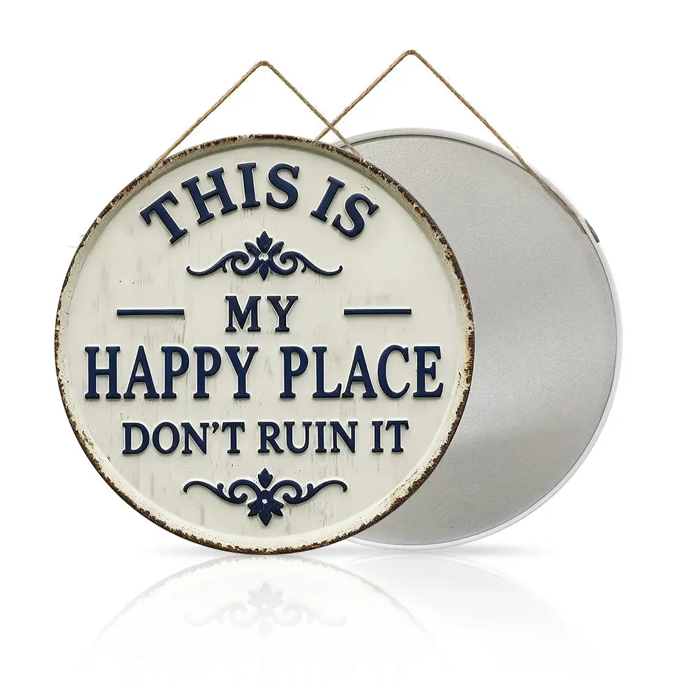 “Welcome to My Happy Place” Metal Sign - Multicolor Wall Art for Home & Office, Perfect Mother's Day Gift (8"/12")