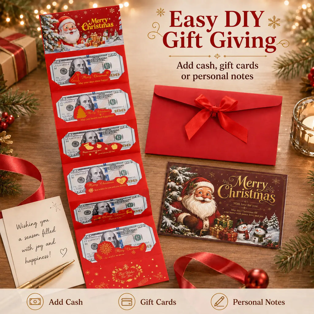Christmas Money Envelope with 6 Slots – 2PCS/4PCS Folding Cash Gift Holders