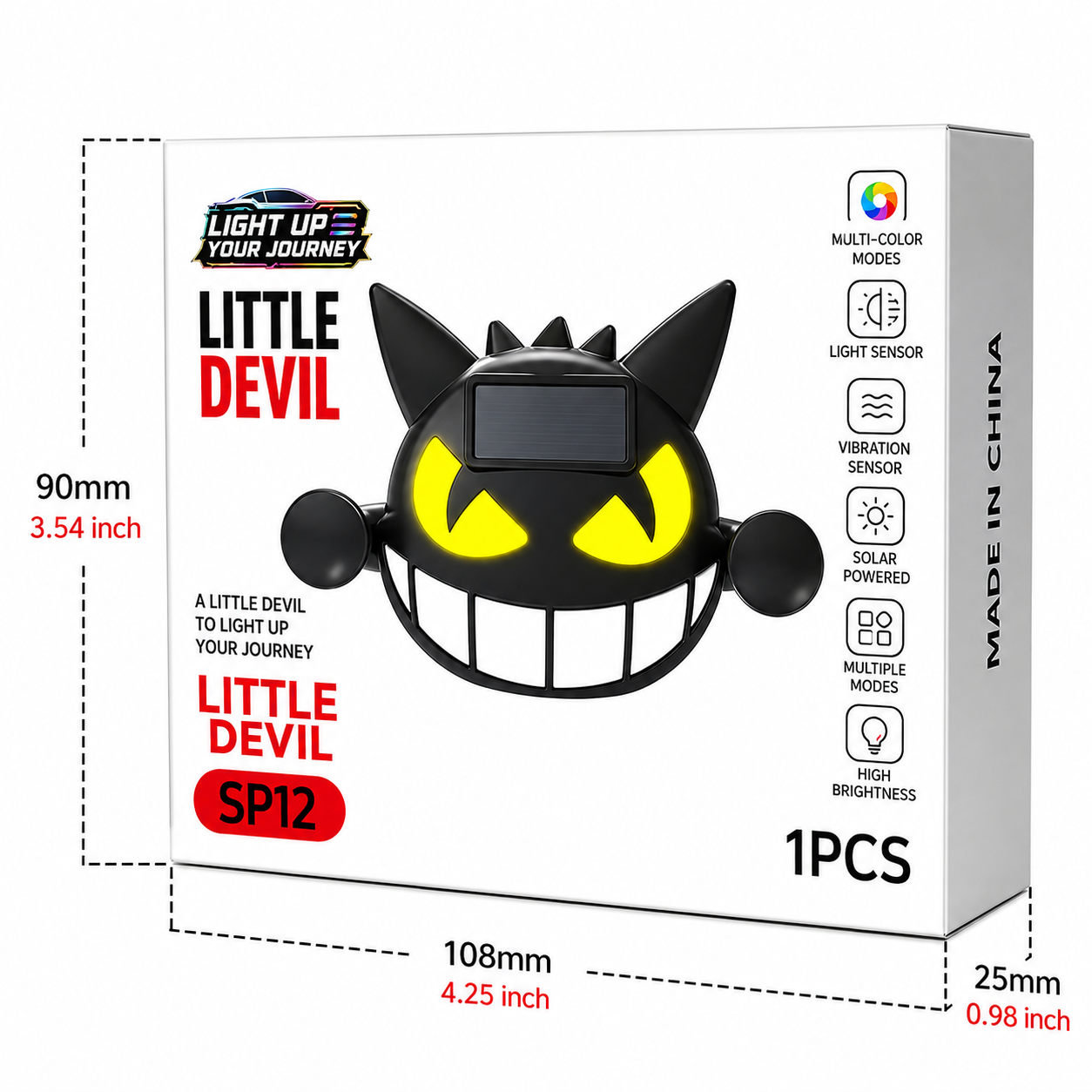 Solar Powered Little Devil Car Rear Window Light – Multi-Mode Color Changing LED