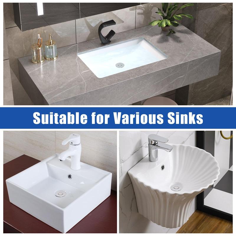 Sink Drain Filter with Stainless Steel Removable Basket, Pop-Up Drain Plug with Hair Collection Design, Bathroom Bathtub Drain Strainer for Preventing Blockages and Simplifying Maintenance