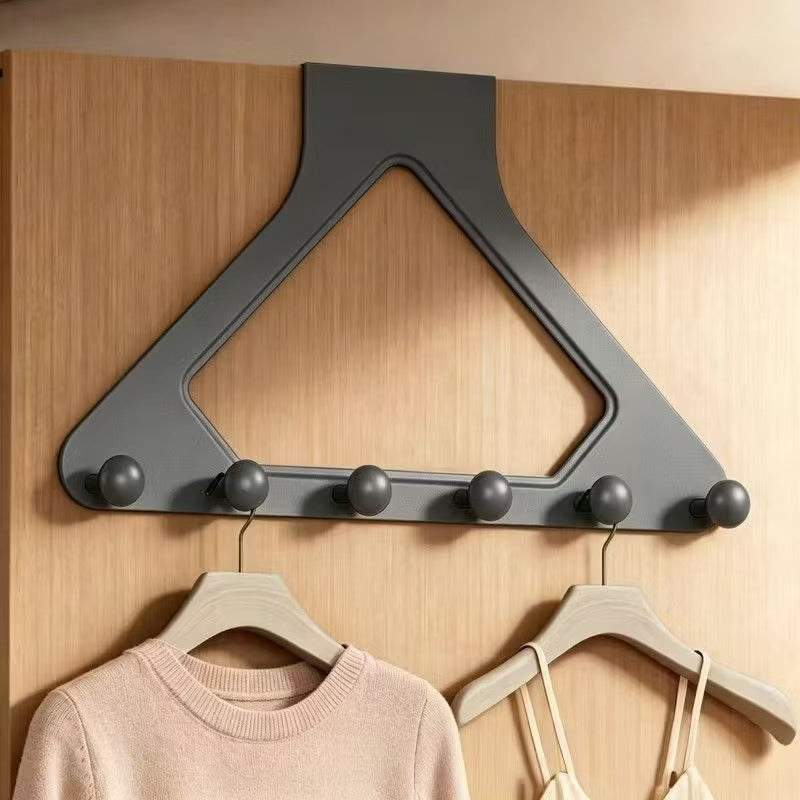 6-Hook Over-the-Door Hanger – Space-Saving Triangle Door Organizer