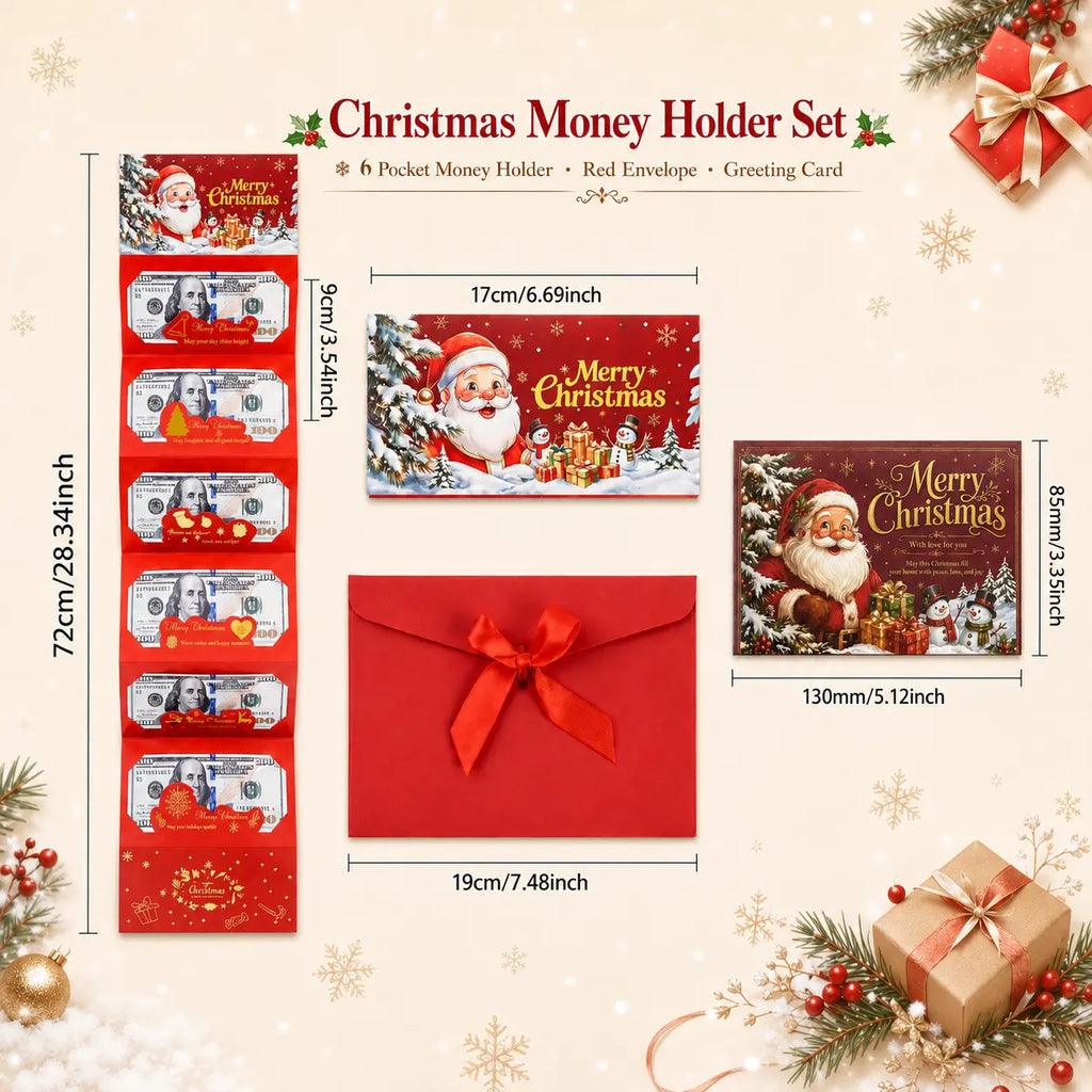 Christmas Money Envelope with 6 Slots – 2PCS/4PCS Folding Cash Gift Holders