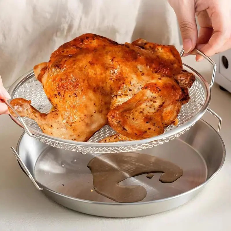 Stainless Steel Frying & Oil-Draining Rack with Tray