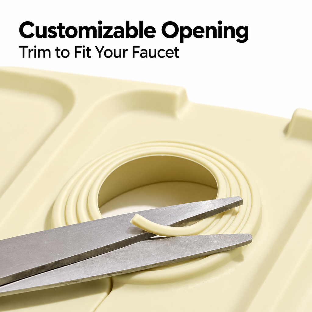 Foldable Silicone Faucet Splash Guard & Draining Mat – 12.6 × 4.3 in Sink Organizer