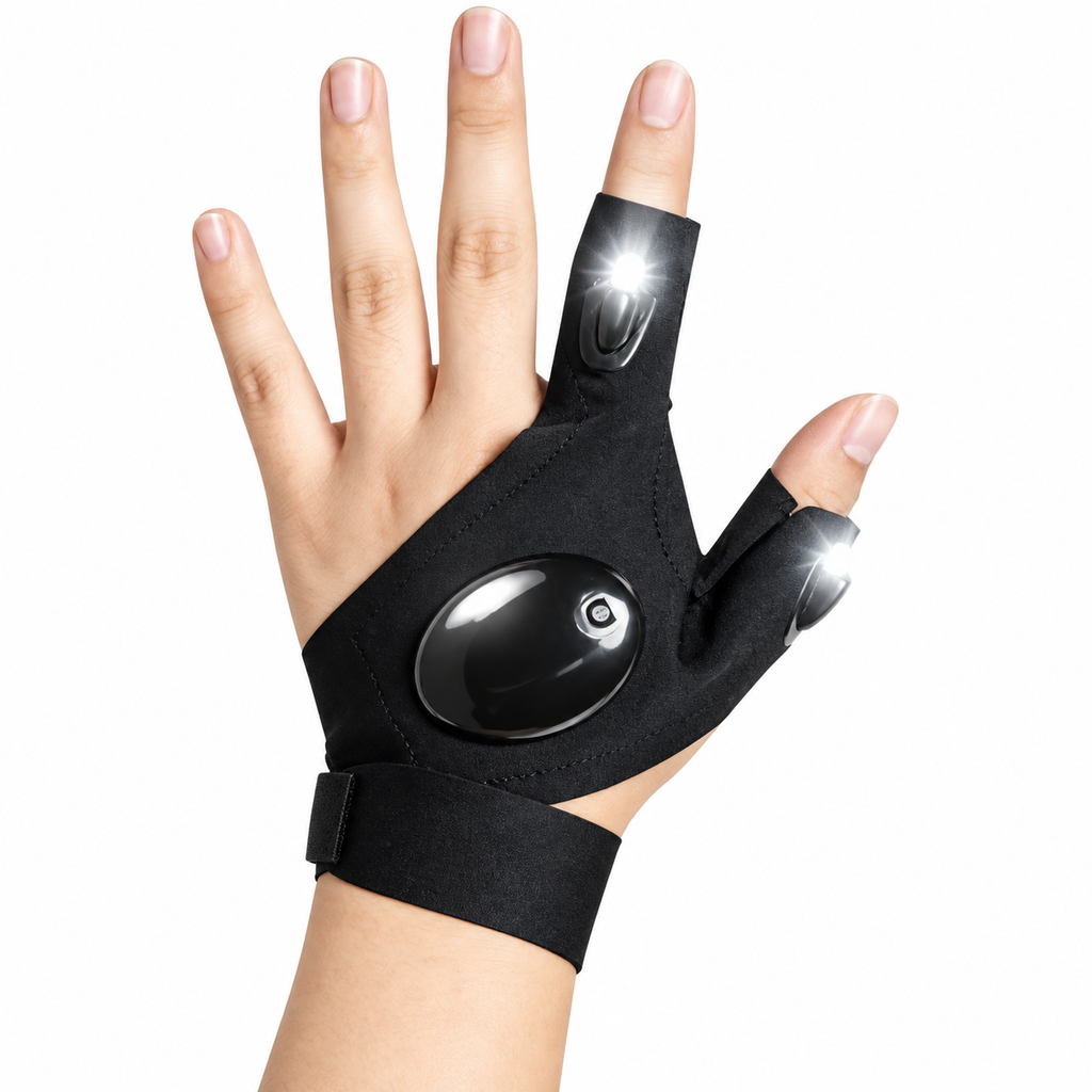 LED Fingerless Flashlight Gloves – Hands-Free Lighting Gloves for Repair, Camping, Running, Night Fishing & Outdoor Activities