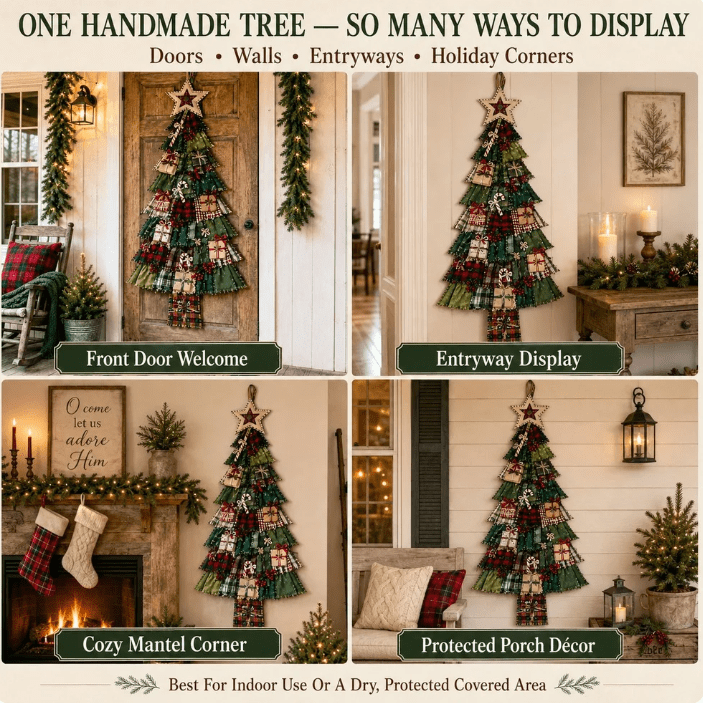 DIY Oversized Patchwork Christmas Tree Door Hanger Kit, 3D Fabric Sewing & Assembly Craft Kit for Adults, Holiday Home Wall & Entryway Decor