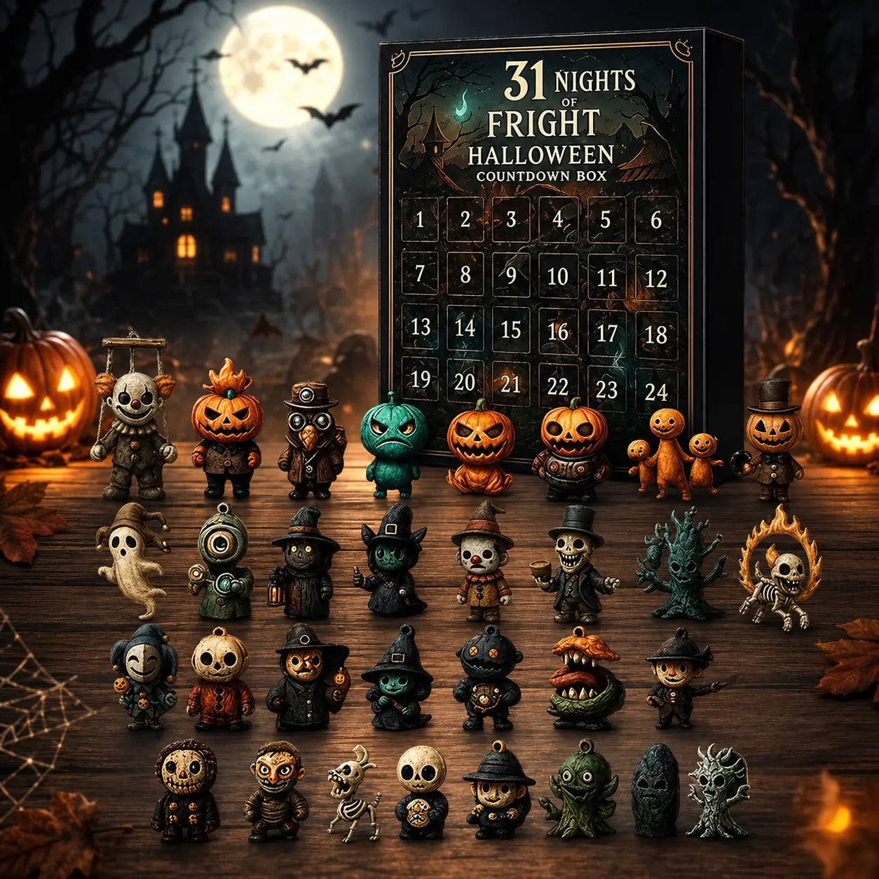 2026 Halloween Countdown Advent Calendar, 15-Day or 31-Day “Nights of Fright” Blind Bag Surprise Gift Box with Collectible Mini Figures & Charms