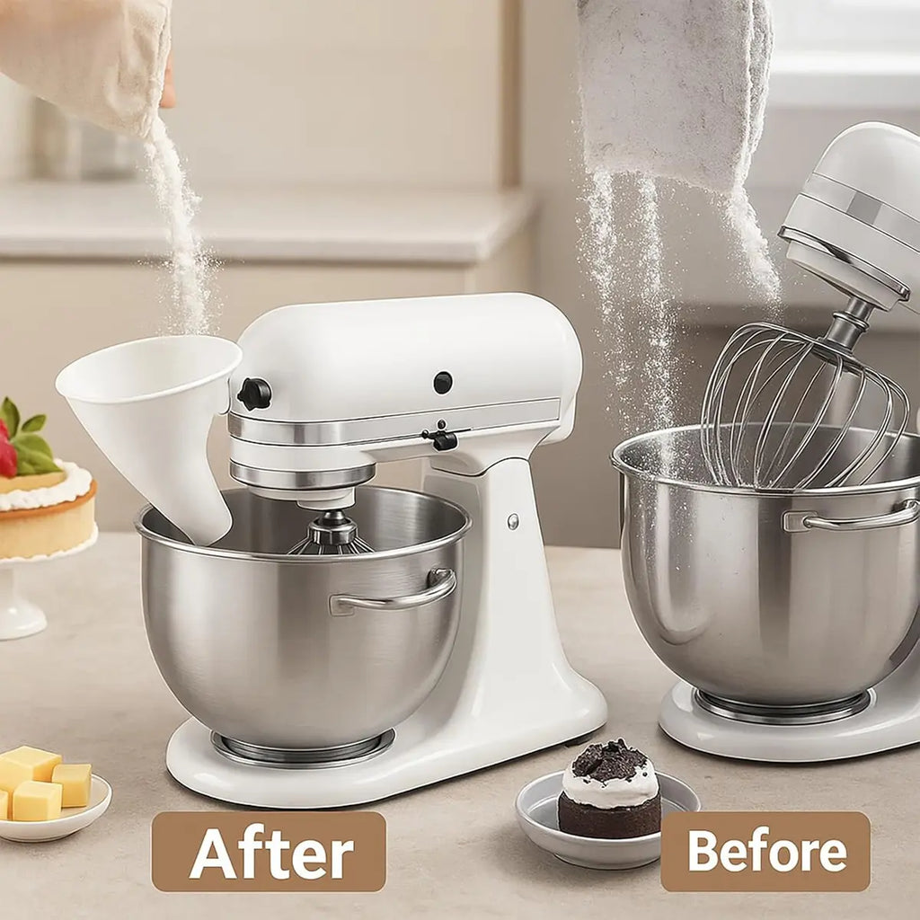 Stand Mixer Flour Funnel – Easy-Pour Baking Attachment for 4.5–5 Qt Bowls