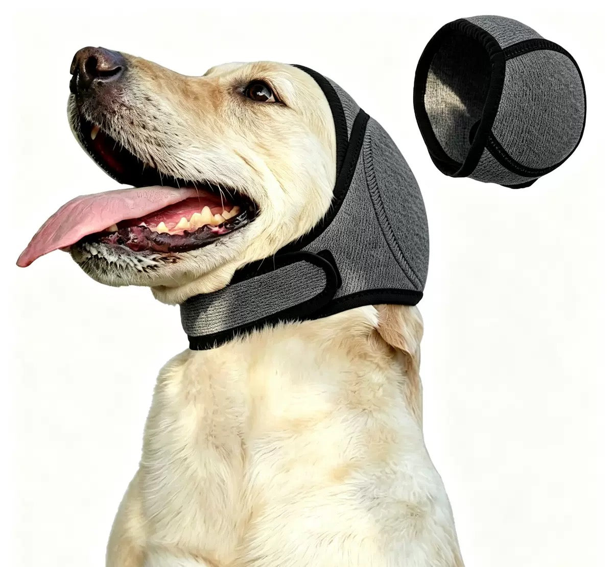 Soft Dog Noise-Reducing Ear Cover, Adjustable Calming Hood for Fireworks, Thunder & Grooming, Flexible Ear Wrap with Hook-and-Loop Closure for Small Medium Large Dogs