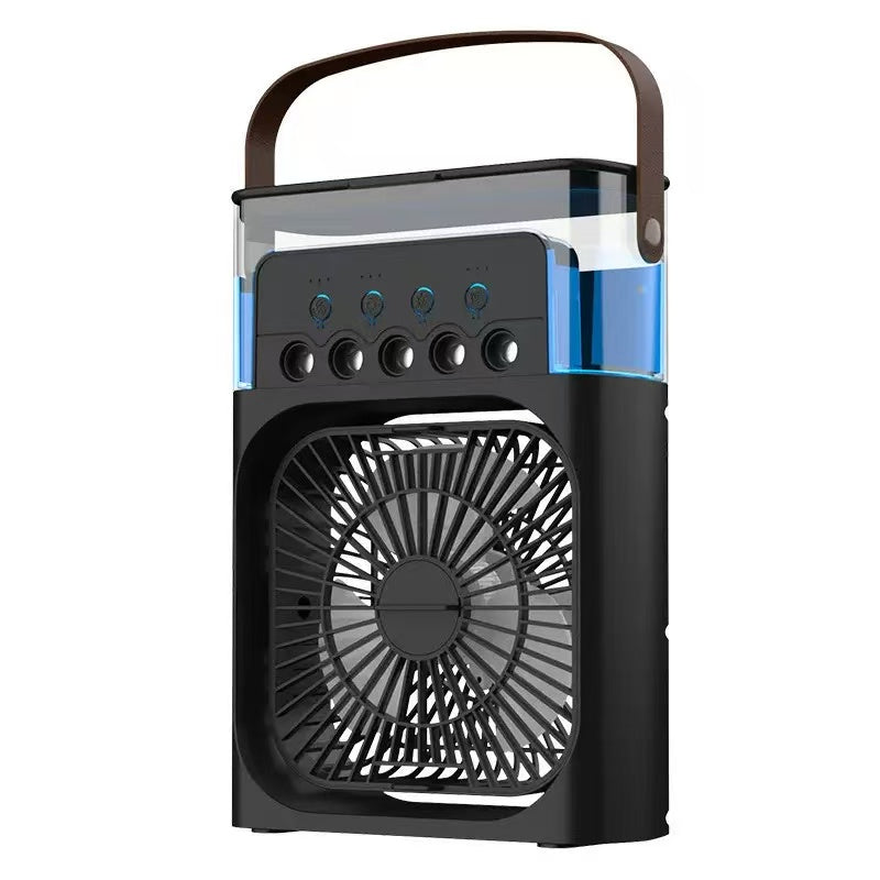 Portable Evaporative Air Cooler Fan with 600ML Water Tank, USB Rechargeable Mini Mist Cooling Fan with 3 Speeds, 5 Spray Nozzles, Night Light and Timer for Desk Bedroom Office