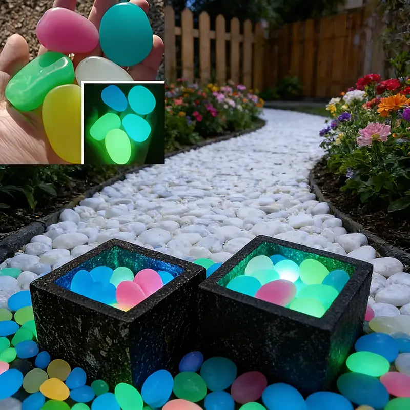 32pcs XL Glowing Pebbles for Garden & Aquarium
