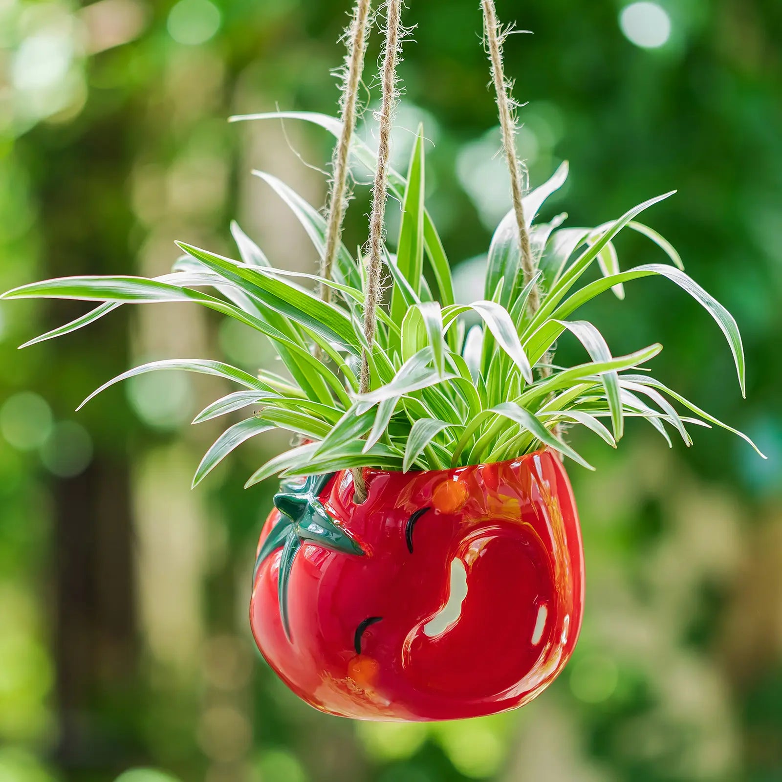 Whimsical Cottagecore Mushroom Smiley Face Hanging Swing Planter - Cheerful Home Decor Gift for Plant Lovers