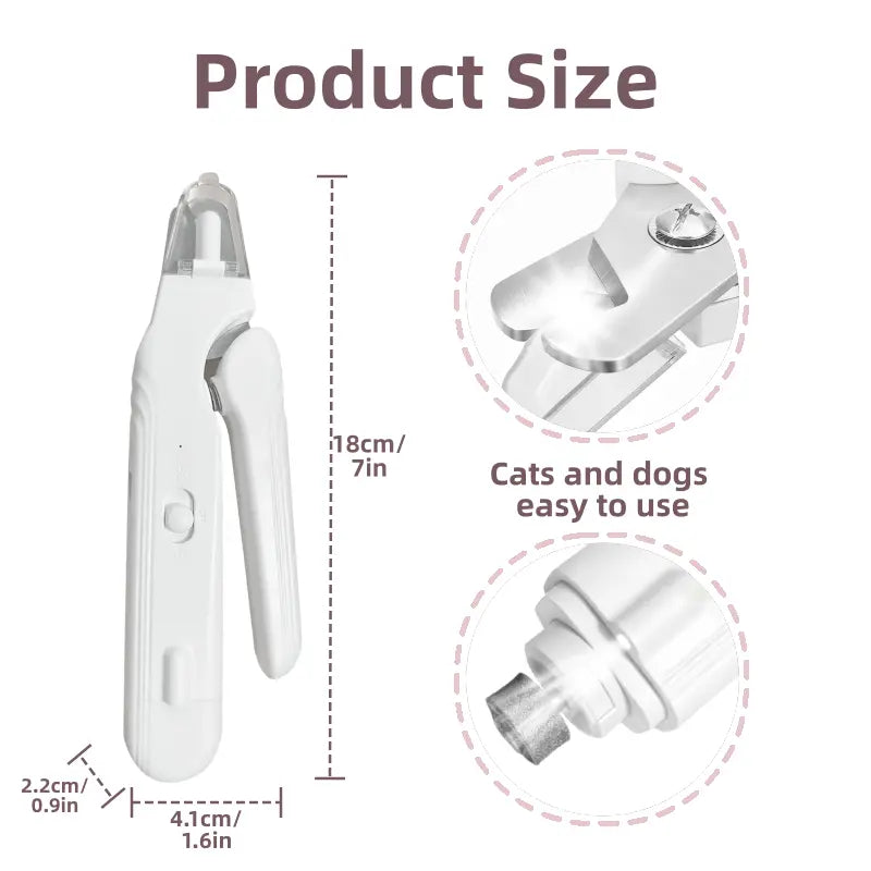 Dog & Cat 2-in-1 Pet Nail Clipper & Grinder with LED Light, Quiet Low-Noise Motor, USB-C Rechargeable, Stainless Steel Clipper & Splash Guard for Small Medium Large Pets
