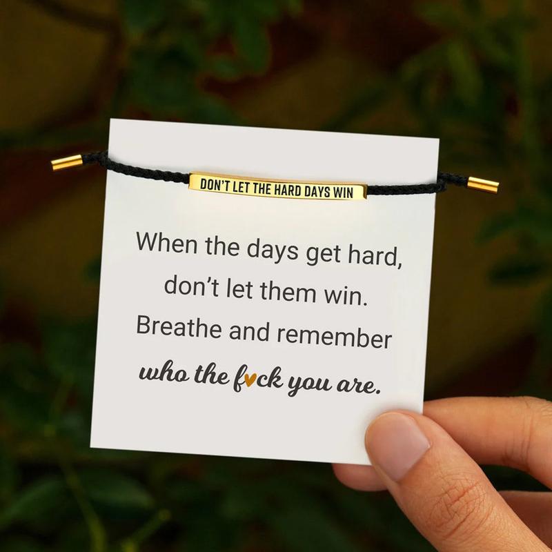 Don't Let The Hard Days Win Bracelet for Women Men Handmade Adjustable Cord Bracelet, Motivational Gift BraceletDaughter/Sister/Friend/Teen Jewelry Gift