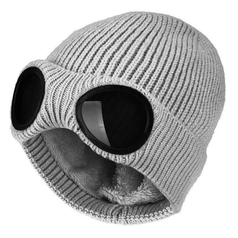 Unisex Solid Color Goggle Lens Design Beanie Hat - Casual Soft Comfortable Beanie for Fall & Winter, Fashion Accessories for Both Men & Women, Machine Washable Style Trendy SpringStatements Headwear tiktokshopspringglowup