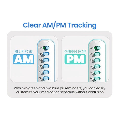 Pill Reminder, Includes Elastic Lanyard And Stickers, Daily Pill Tracker Compatible with Most Pill Bottles, Reusable Medication Tracker Replacement for Weekly Vitamins (7 Days) Pet Pill Organizer