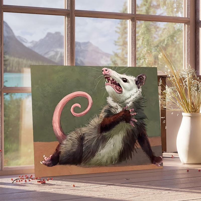 Opossum Funny Poster Canvas Wall Art, Animals Decor, Quirky Wall Decor, Opossum Humor Artwork for Animal Lovers, Funny Gift Idea for Home