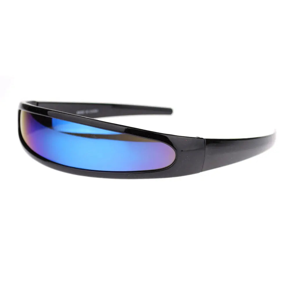 Futuristic Cyberpunk Cyclops Monolens Sunglasses - Robotic Mirror Lens Shades with UV400 Protection
