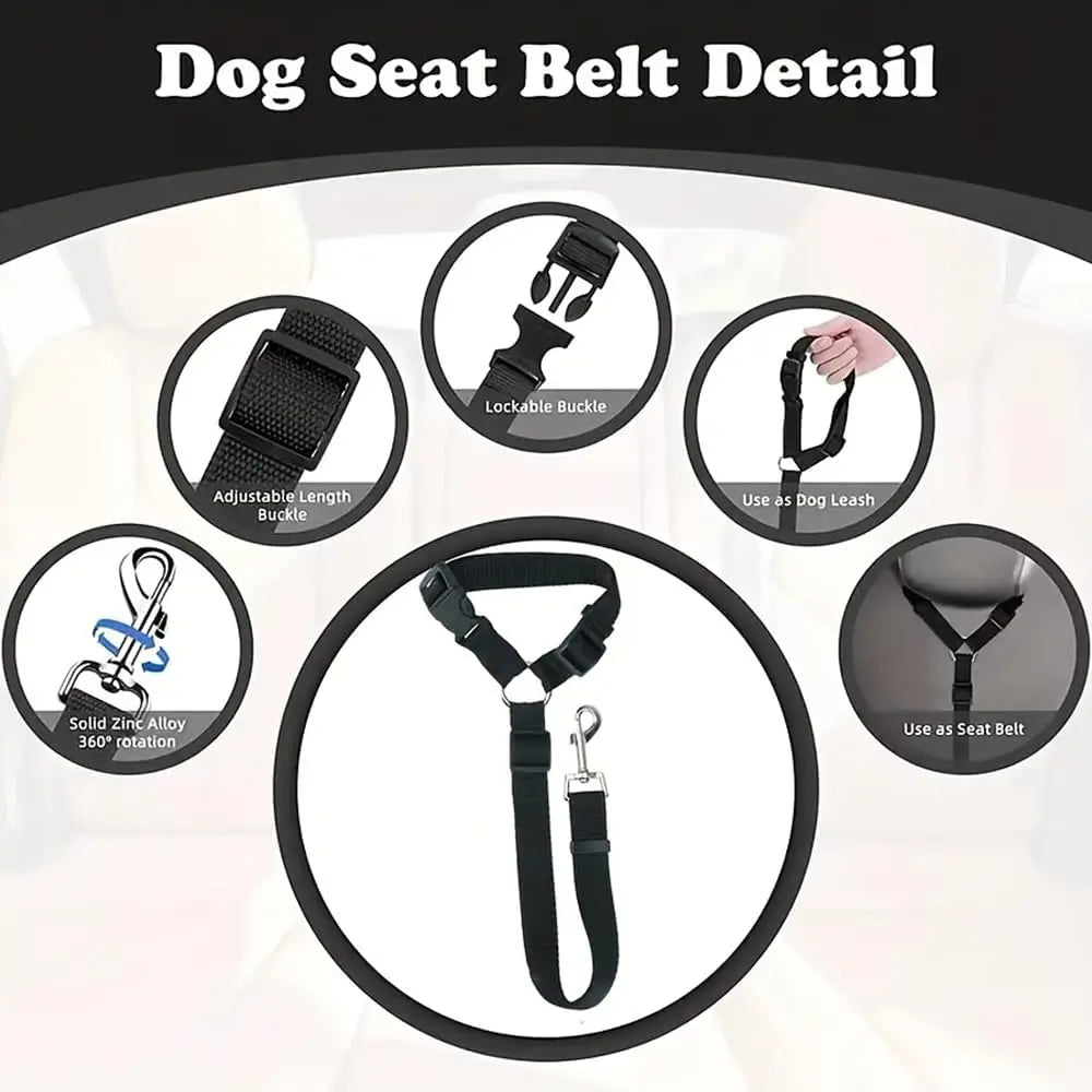 2 Packs Adjustable Dog Car Seatbelt Harness, Pet Safety Seat Belt for Dogs and Puppy
