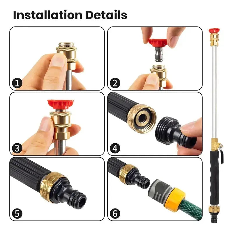 Hydro Jet Power Washer Wand | High Pressure Hose Nozzle with 2 Tips