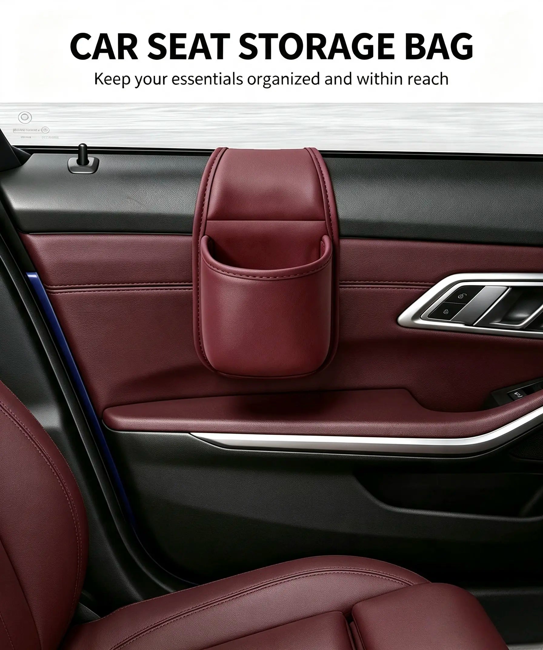 Car Door Storage Pocket, Double-Layer Organizer with Residue-Free Adhesive for Phones, Keys & Small Items, Fits Most Sedans, SUVs & Trucks