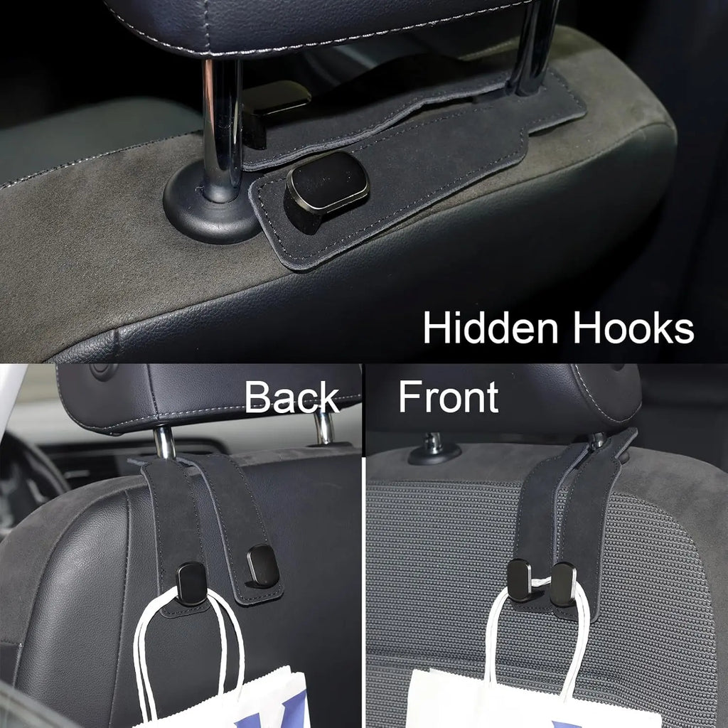 2-Pack Car Headrest Hooks, Heavy-Duty Car Seat Organizer Hooks for Purses, Handbags, Groceries & Backpacks
