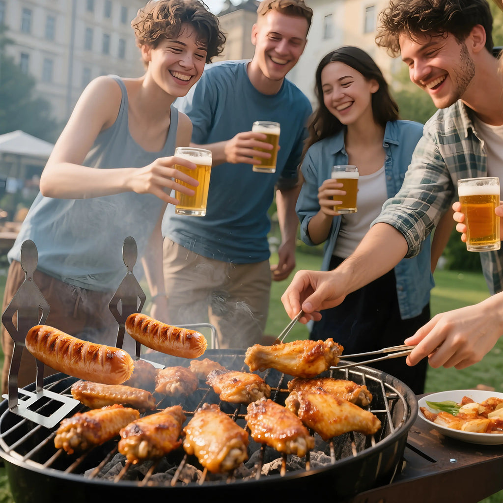 2PCS Funny Man Hot Dog Roaster: Portable Stainless Steel BBQ Rack